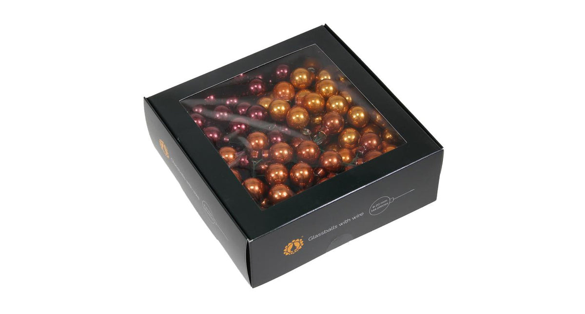 W b. 144 glassballs wire caramel brown 20 mm