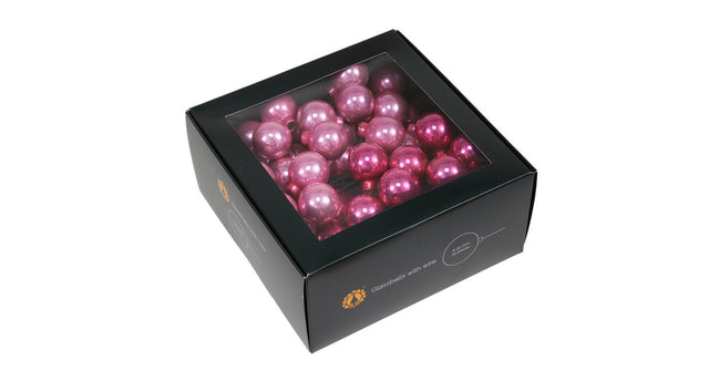 W b. 72 glassballs wire pink opal 30 mm