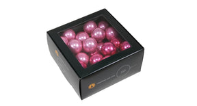 W b. 36 glassballs wire pink opal 40 mm