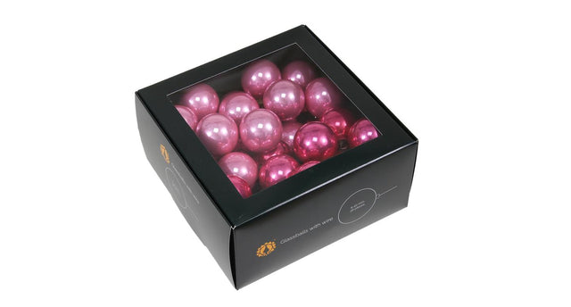 W b. 36 glassballs wire pink opal 40 mm