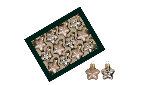 W b. 12 glass stars cap hazel 40 mm