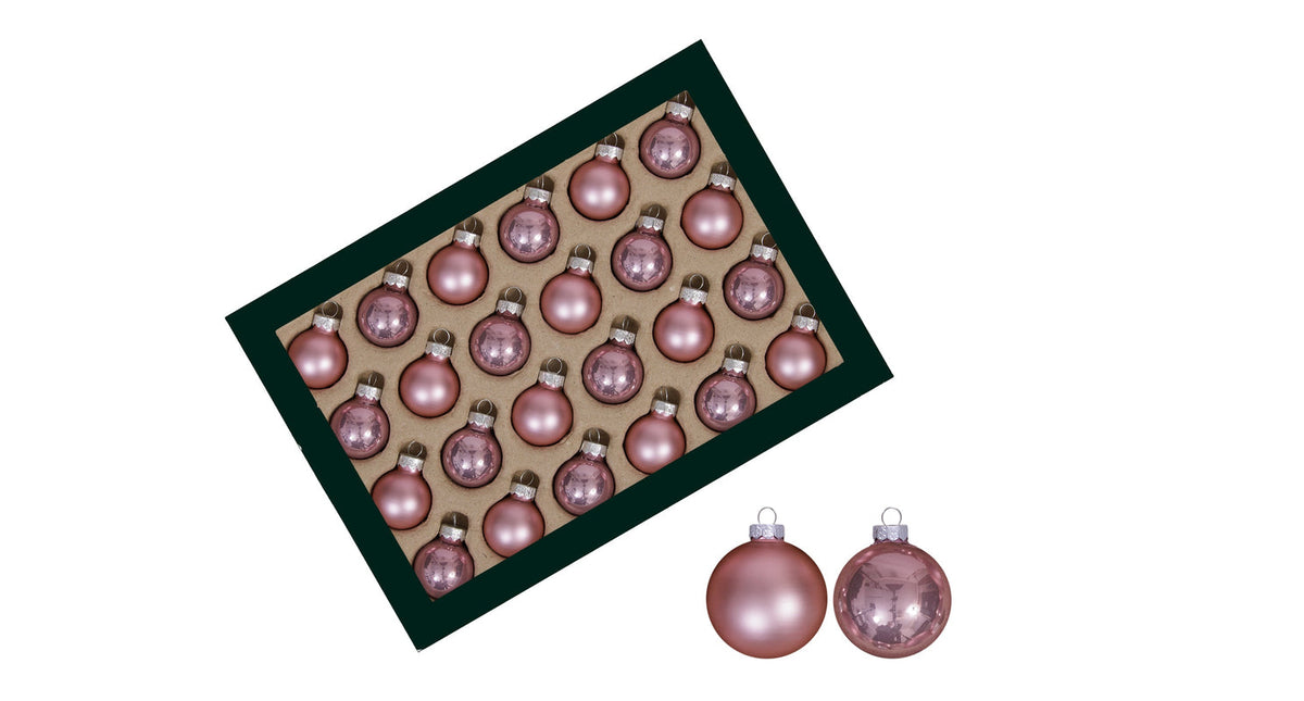 W b. 24 glassballs cap blush 25 mm