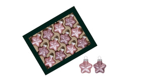 W b. 12 glass stars cap blush 40 mm