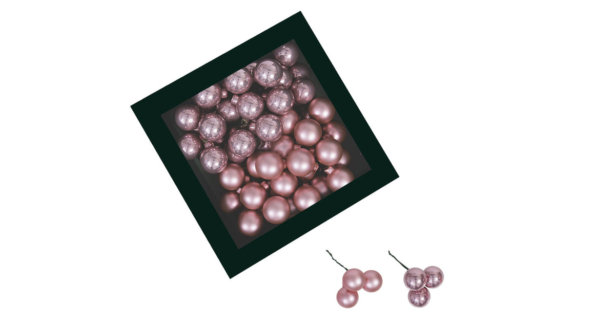W b. 144 glassballs wire blush 25 mm