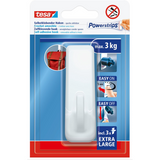 Tesa powerstrips haak xl ovaal - wit - herbruikbare wandhaak - zonder boren - 1 haak + 3 powerstrips