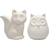 Creativ company http: www.cchobby.nl dierenspaarpot-uil-en-vos-h-9-cm-wit-2-stuk-1-doos
