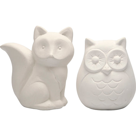 Creativ company http: www.cchobby.nl dierenspaarpot-uil-en-vos-h-9-cm-wit-2-stuk-1-doos