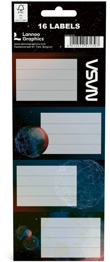 Nasa zelfklevende schooletiketten - set van 16 stuks