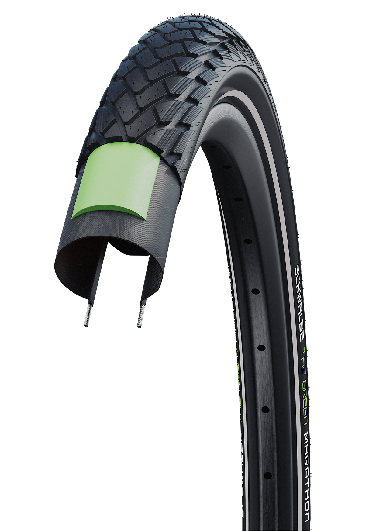 Schwalbe tire green marathon greenguard 28 x 2.00 50-622mm black with reflection