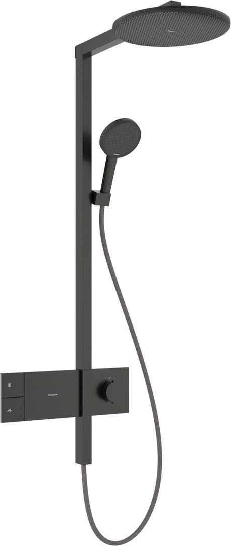 Hansgrohe raindance alive s puro - showerpipe - select-knop bediening - 300mm maat - 1 straalfunctie - brushed black chrome - met thermostaat