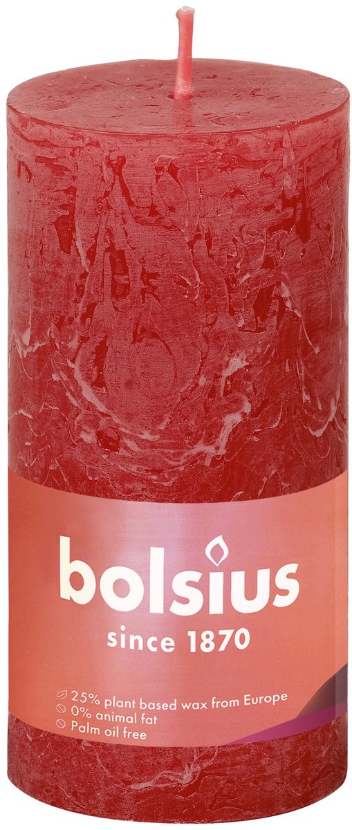 Bolsius stompkaars delicate red ø50 mm - hoogte 10 cm - rood - 30 branduren