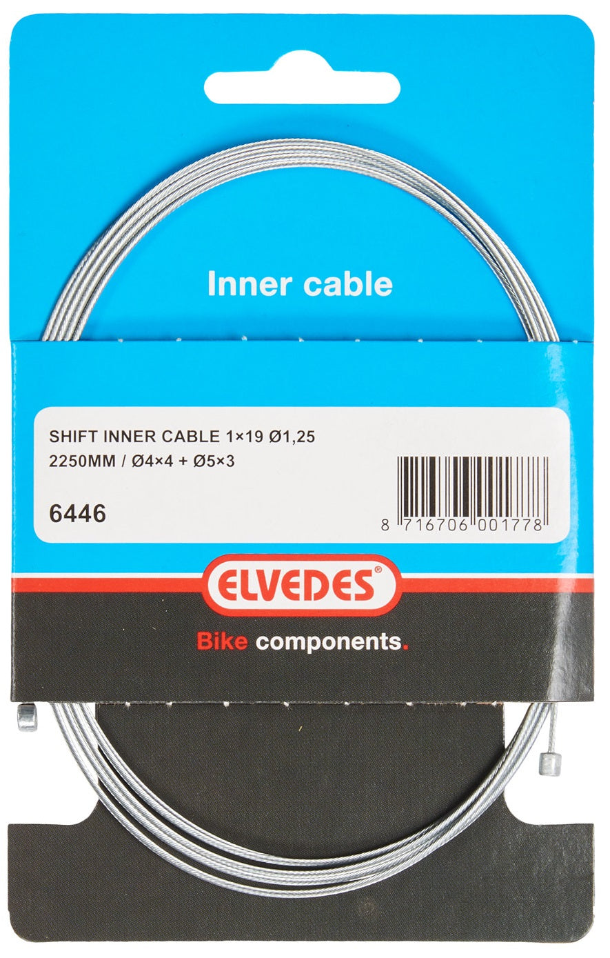 Switch Elvedes Cavo interno 2250 mm 1 x 19 Galvanizzato Ø1,25 con N Nipple Ø4 × 4 + Tø5 × 3 (per pezzo) argento