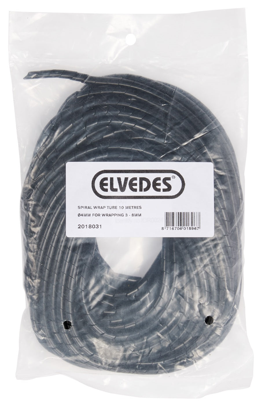 Elvedes Spiral tubo (4 mm) 10 metri neri