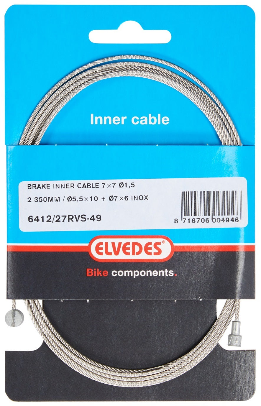 Elvedes Rem Binnenkabel 2250 mm de acero inoxidable V-N-NIPPEL 6412 27RVS-49