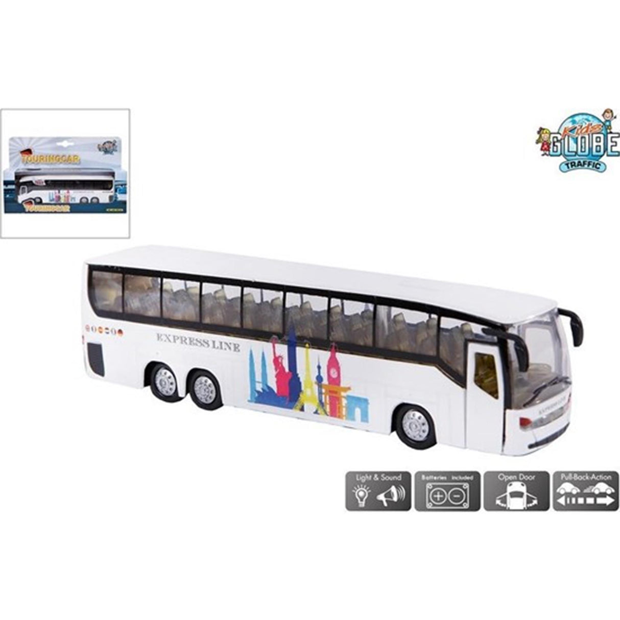 Kids globe shuttle bus licht en geluid 19cm