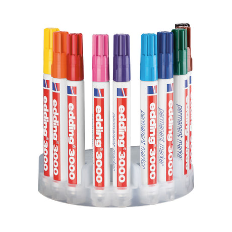Edding 3000 permanent marker - 10 kleuren - 10 stiften - ronde punt 1,5-3 mm - water en wrijfvast - voor karton, kunststof, hout, metaal, etc. - alcohol markers voor volwassenen