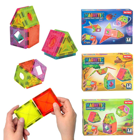 Toi-toys bouwset magneetpanelen 12-delig 3 assorti