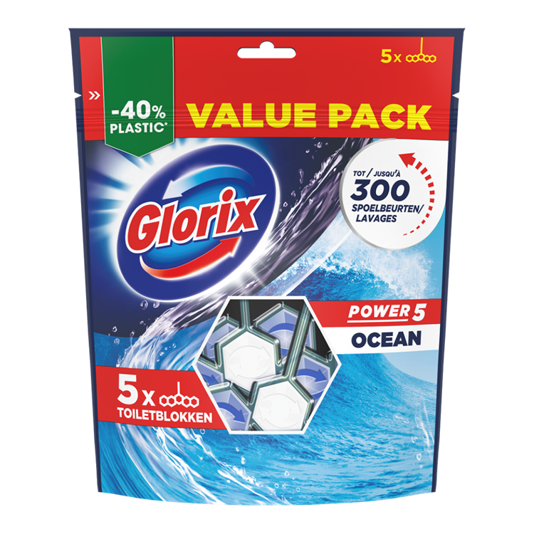 Glorix 1074058 - wc blok powerclean 5pckocean 5-pack | 6 stuks