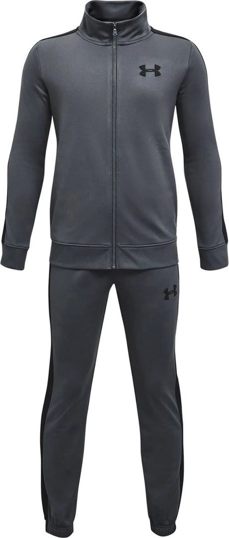 Under armour ua rival knit track suit-gry jongens trainingspak - pitch grijs - zwart