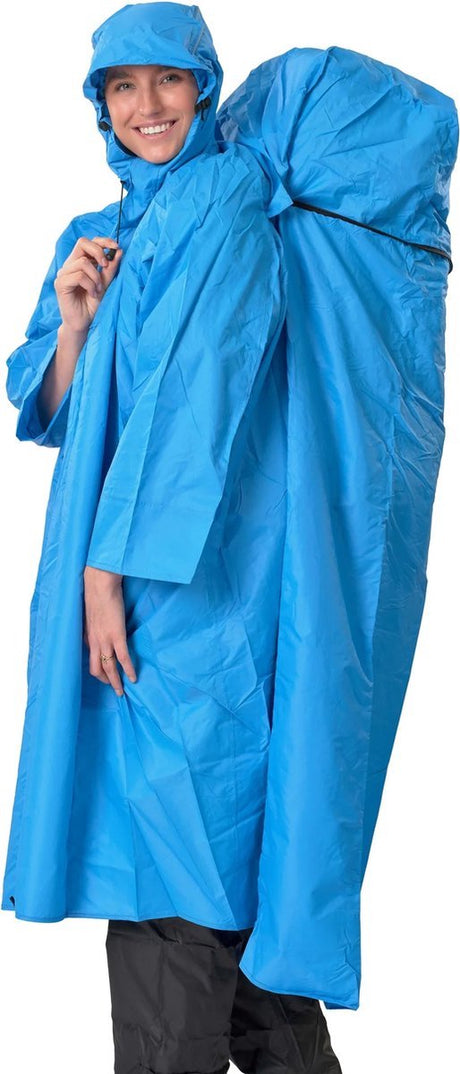 Lowland outdoor rugzakponcho - 100% waterdicht (10.000mm) - ademend (8.000g m²) - large - pfas vrij! l