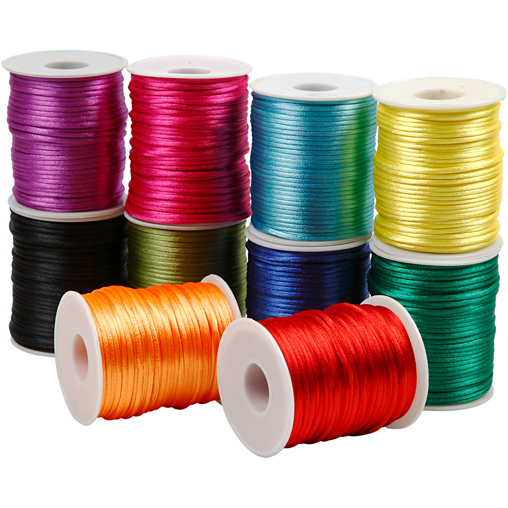 Creativ company satijnkoord set sterke kleuren 10 stuks 50 meter