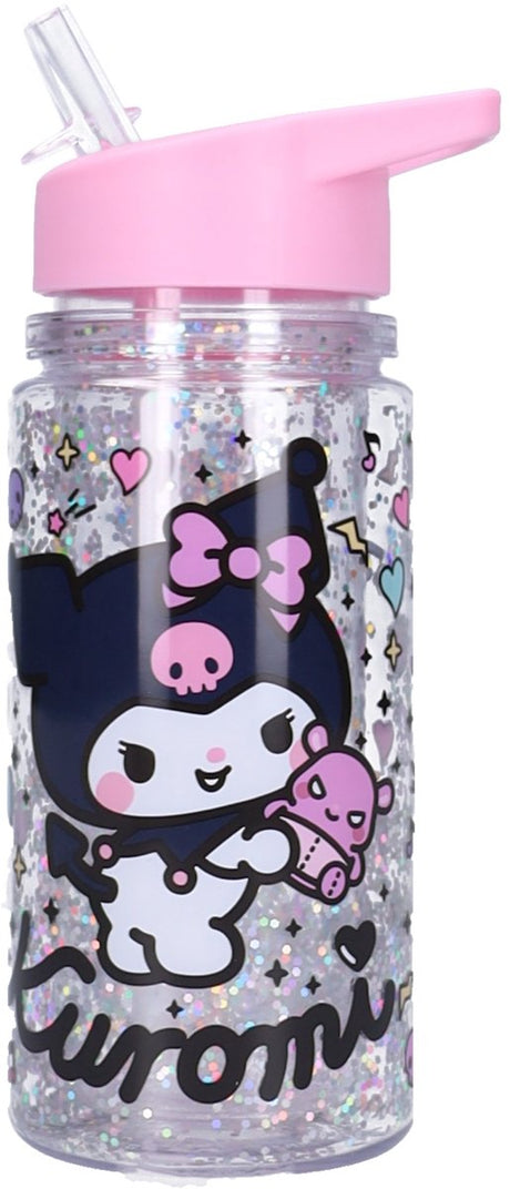 Hello kitty friends twinkle thirst drinkfles - 300ml - roze - kuromi - glitter