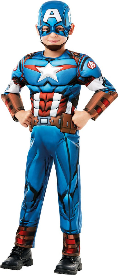 Rubies captain america verkleedset kinderkostuum - - maat 5-6 jaar 116