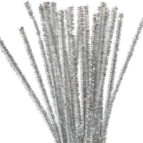 Creativ company https: www.cchobby.nl chenille-l-30-cm-dikte-6-mm-glitter-zilver-24-stuk-1-doos