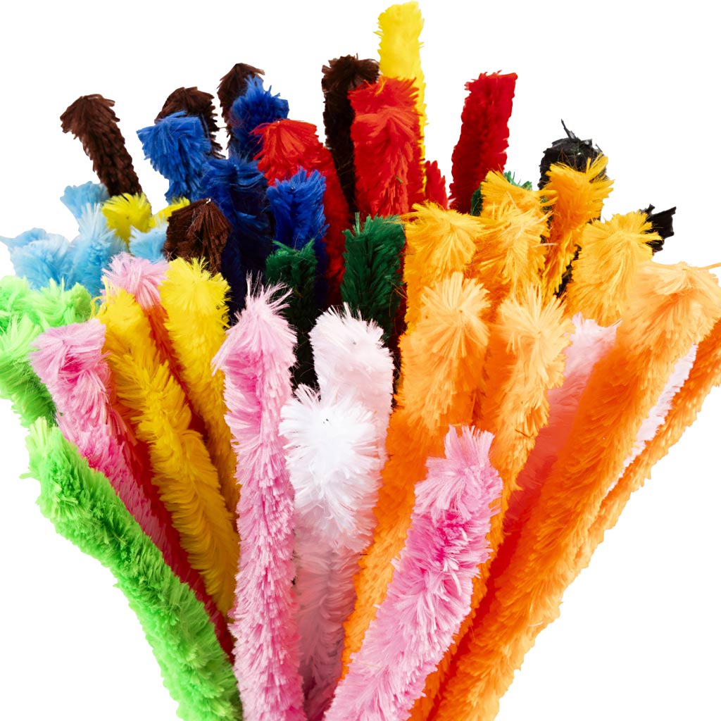 Creativ Company Chenille grote L: 45 cm dikte 25 mm diverse kleuren 60 delig 1 doos