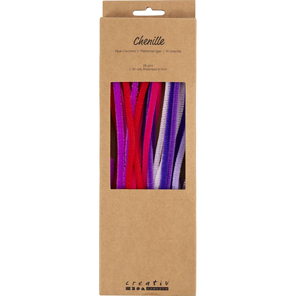 Creativ company http: www.cchobby.nl chenille-l-30-cm-dikte-6-mm-paars-roze-harmonie-25-stuk-1-doos