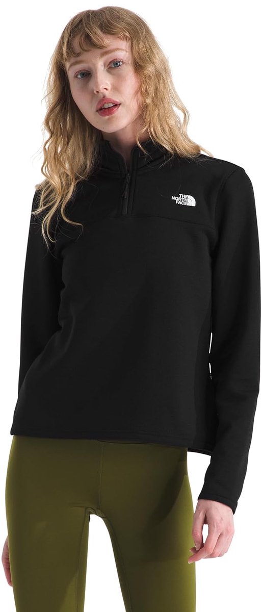 The north face w cedar trail grid fleece 1 - 4 zip jacket dames outdoortrui - tnf zwart l