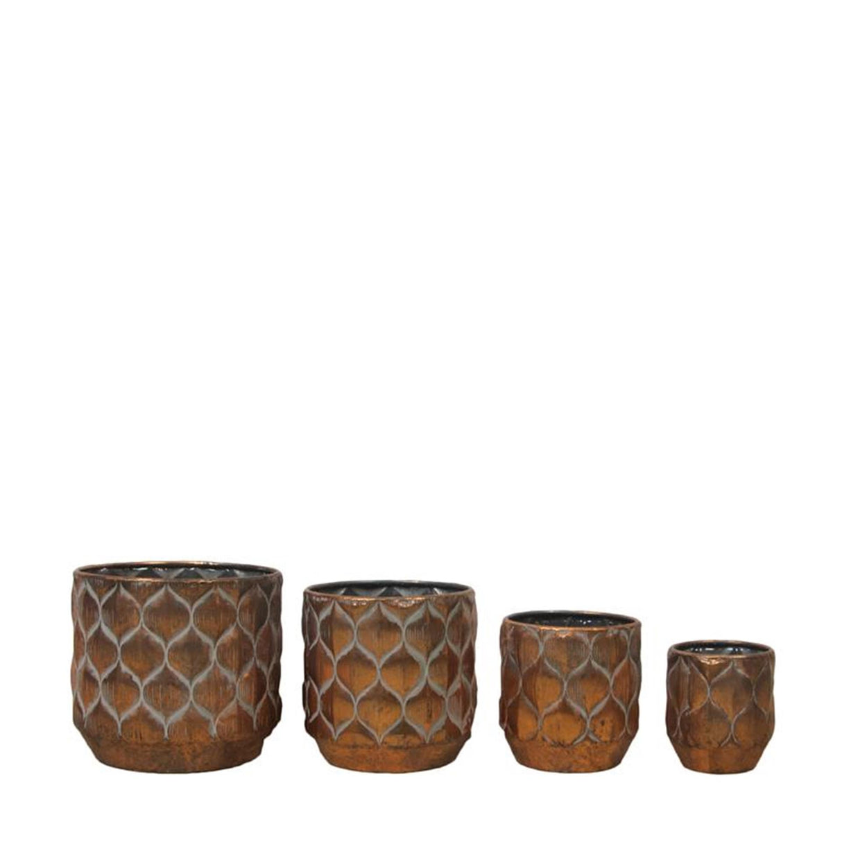 Naturel collections dijk natural collections bloempotset 4-delig metaal met plastic inleg ã˜10x11,5-ã˜19,5x18cm