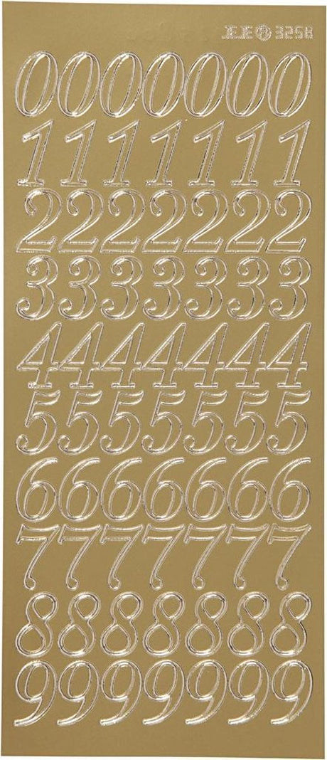 Creativ company stickers goud - cijfers - zelfklevende-stickers - feest scrapbooking - diy-plakstickers - 10x23 cm - 1 stickervel