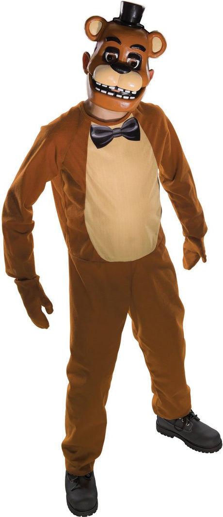 Rubies - horror films kostuum - freddy kostuum jongen - bruin, wit beige - maat 116 - halloween - verkleedkleding 116