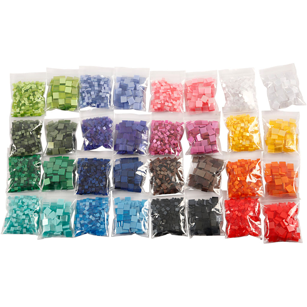 Creativ company http: www.cchobby.nl mini-mozaiek-afm-5x5-10x10-mm-dikte-2-mm-800-gr-32x25-gr-1-doos