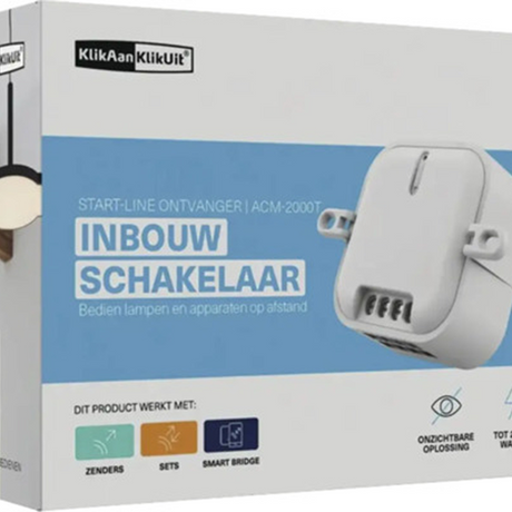 Klikaanklikuit inbouwschakelaar acm-2000t – inbouwdimmer - draadloze schakelaar - voor plafond - slimme schakelaar inbouw - 2000 watt - wit