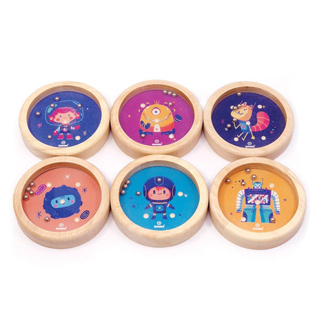 Dsp. houten evenwichtsspel space 6 ass. | 18 stuks