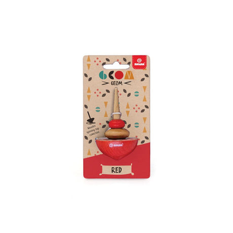 Houten tol geom rood. 8 x 5 x 15 cm. 5+ | 6 stuks