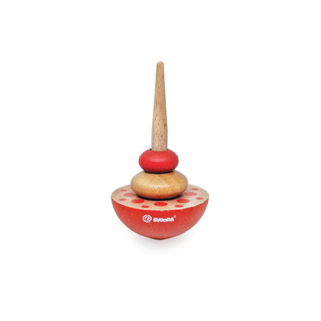 Houten tol geom rood. 8 x 5 x 15 cm. 5+ | 6 stuks