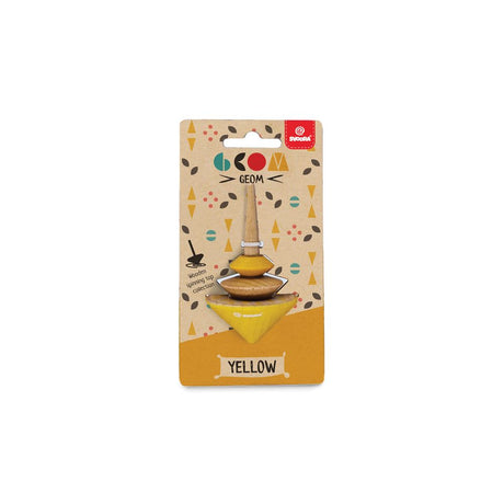 Houten tol geom geel. 8 x 5 x 15 cm. 5+ | 6 stuks