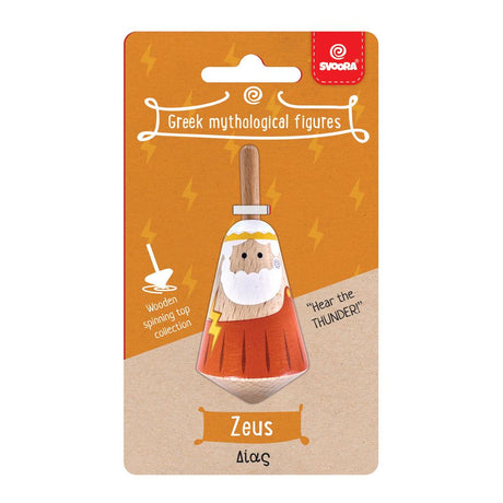 Griekse houten tol: zeus. 3,5x3,5x8 cm. | 6 stuks