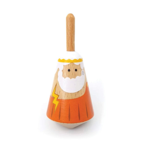 Griekse houten tol: zeus. 3,5x3,5x8 cm. | 6 stuks