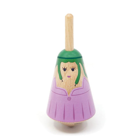 Griekse houten tol: medusa 3,5x3,5x8 cm. | 6 stuks