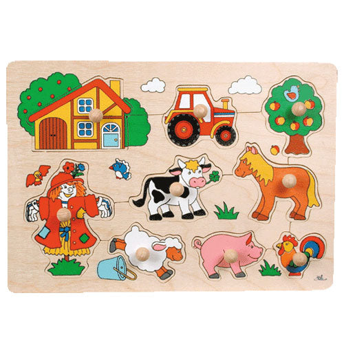 Goki Wooden Nick Puzzle Farm Retro, 5st.