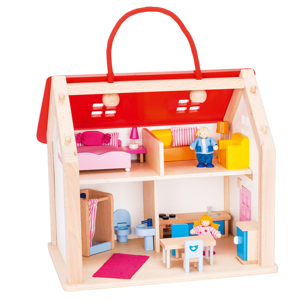 Goki wooden dollhouse suitcase with accessories