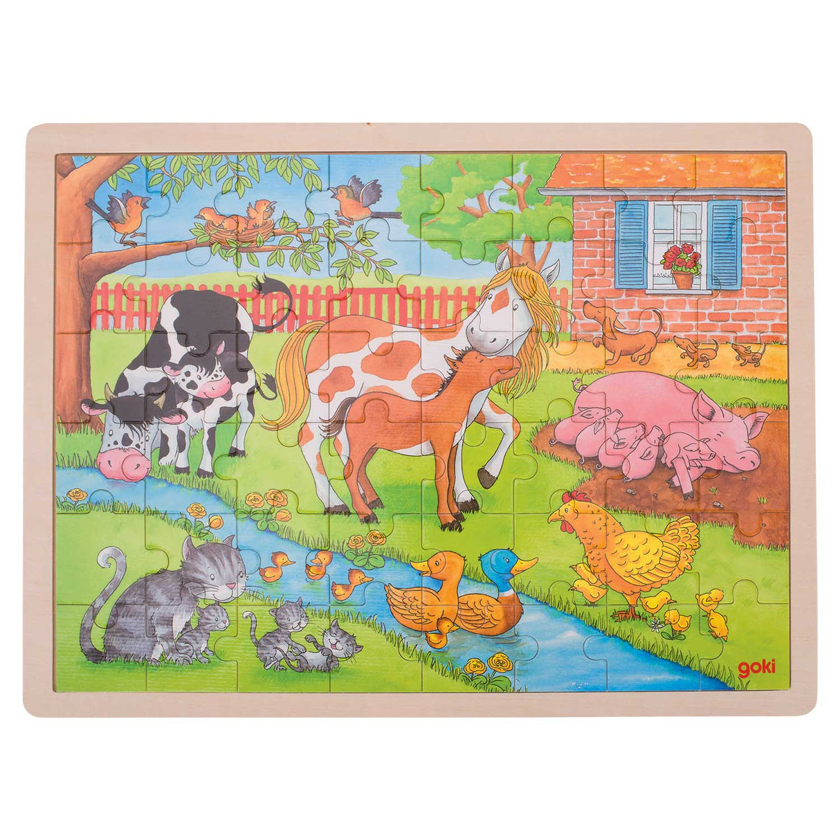 Puzzle Goki Wooden Jigsaw à la ferme, 48e.