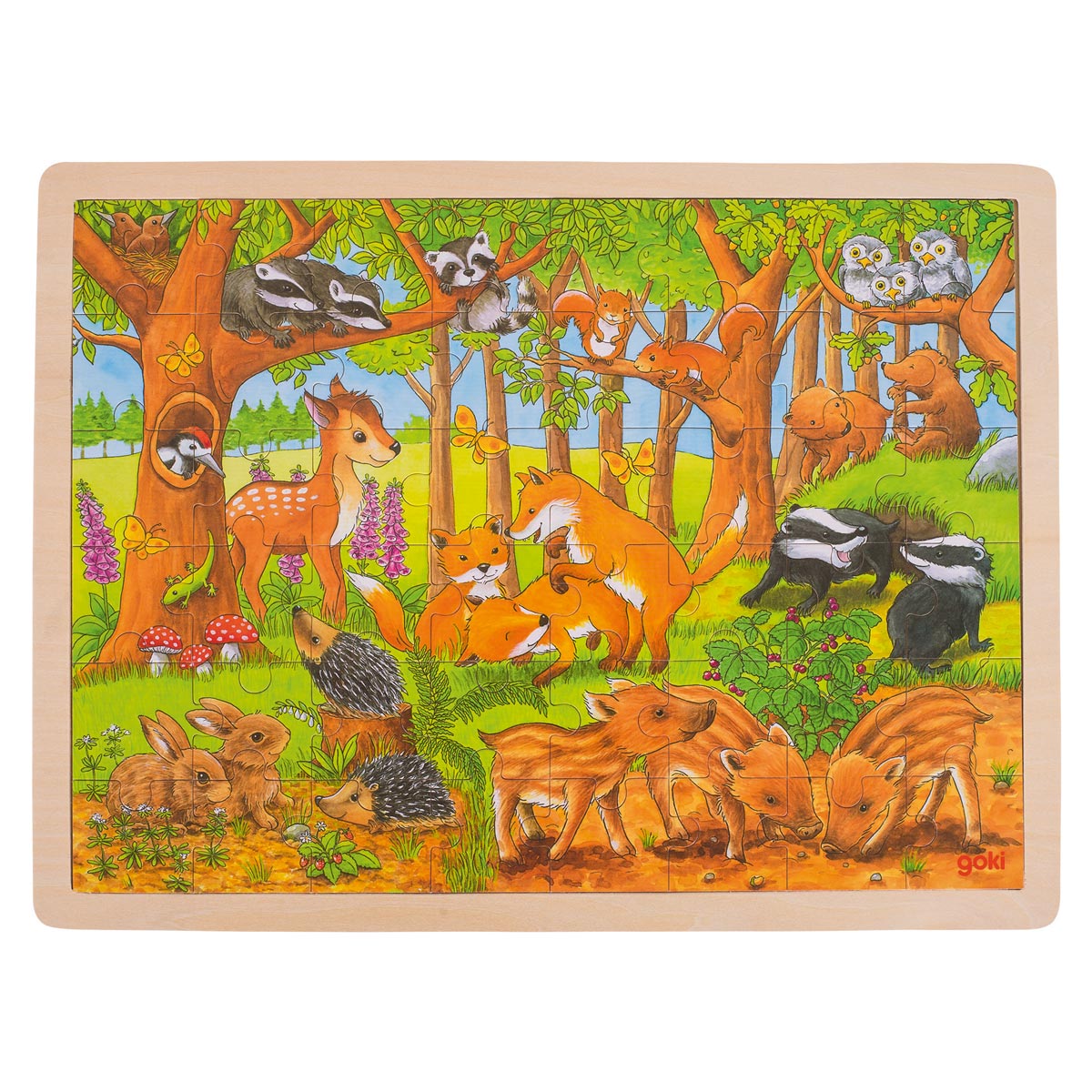 Goki Wooden Jigsaw Puzzle Forest Animals, 48st.