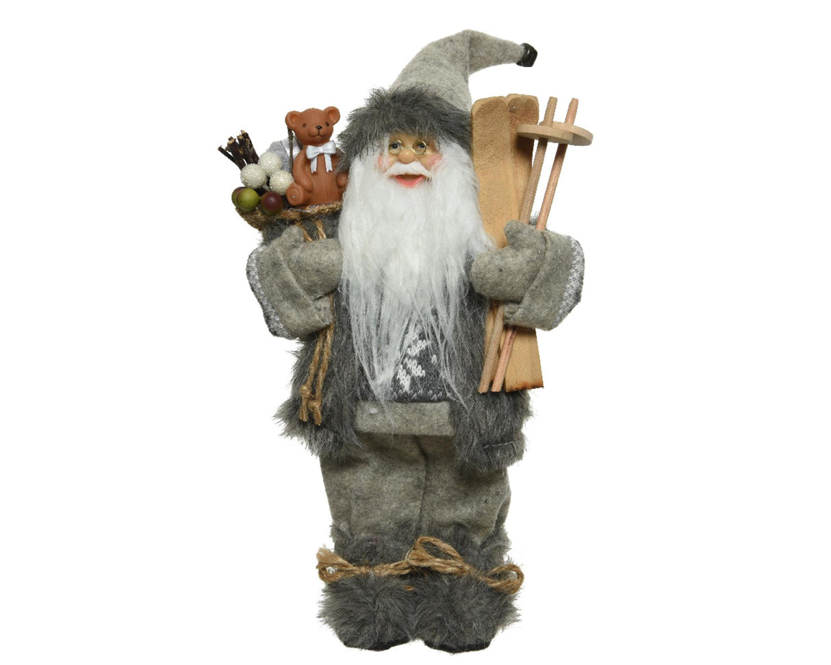 Decoris kerstman polyester grijs 30x17x45cm