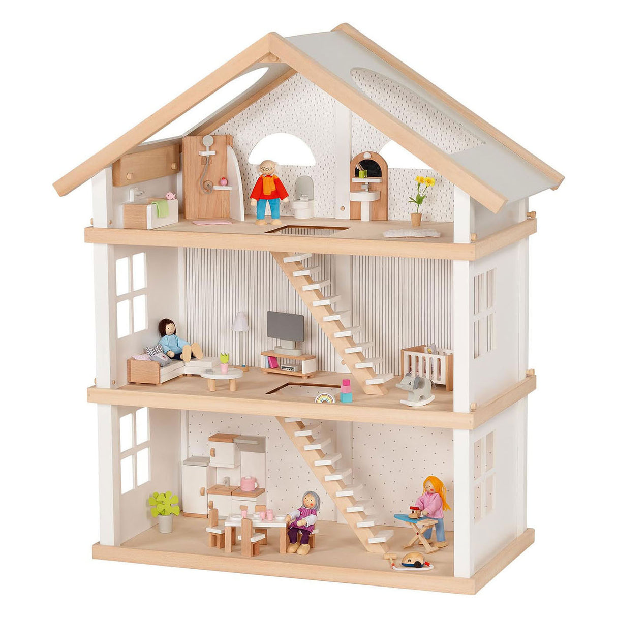 Goki Wooden Poppenhuis Modern Living with 3 floors