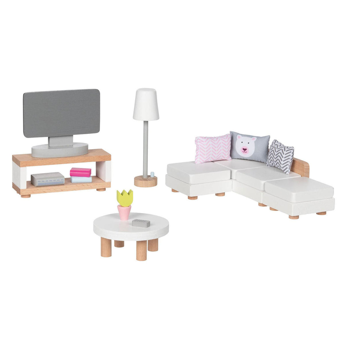 Goki wooden puppet furniture living room, 15dlg.